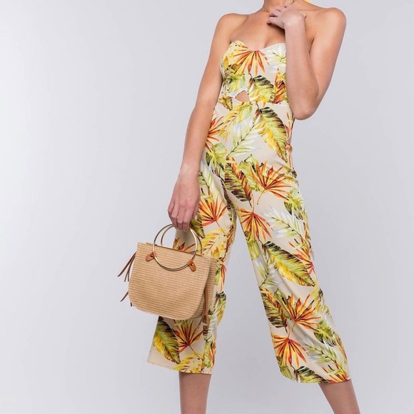 Pants - Tropical Wide Leg Jumpsuit